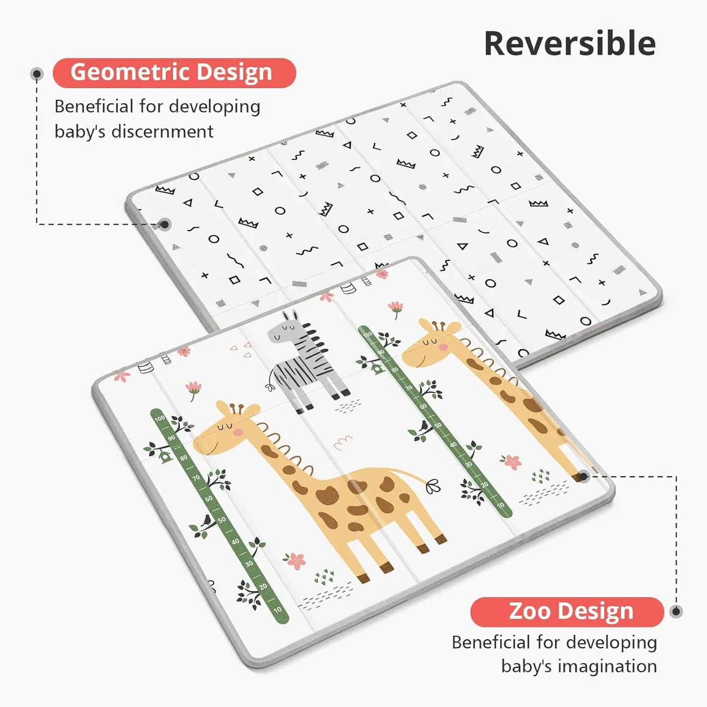 Baby Play Mat for 59''x 59''Playpen,Reversible,0.8 in Thick Waterproof Playmat,Anti-Slip Floor Playing Mats