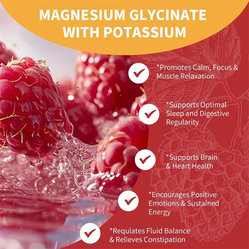 Magnesium Glycinate Gummies - Calm, Relieves Stress, Promotes Sleep, Support Memory, Concentration & Muscle Spasms - 120pcs