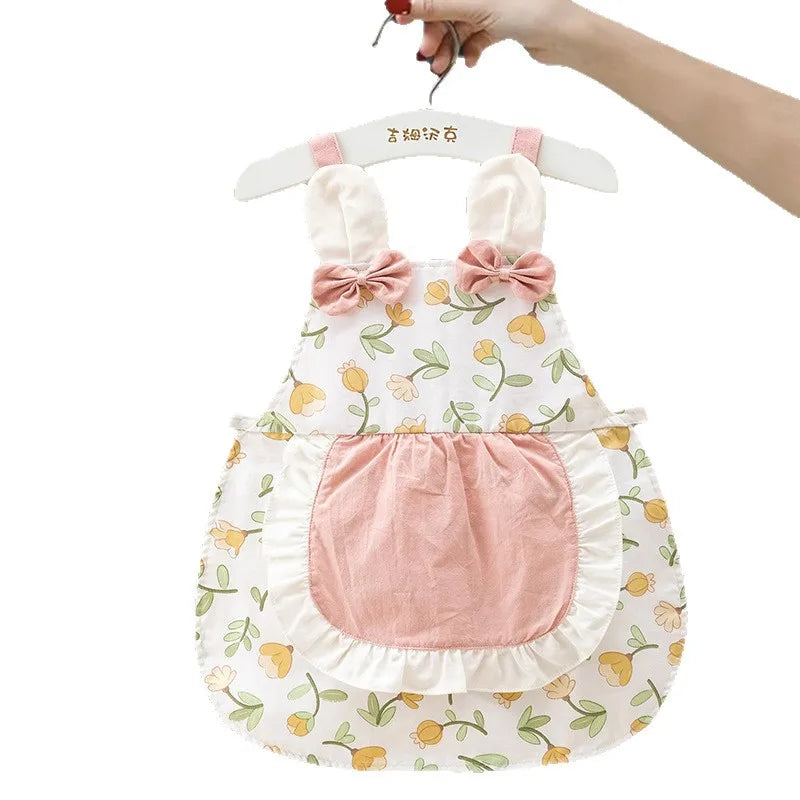 Baby Girl Smock Children Princess Skirt Girl Apron Waterproof Protective  Summer Foreign Style Baby Anti-dirty Bib Rice Pocket