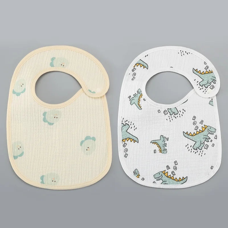 2pcs/set Summer Waterproof Baby Bibs New Cute Cotton Infant Bib Newborn Burp Cloths for Kids Boy Girl Soft Feeding Saliva Towel