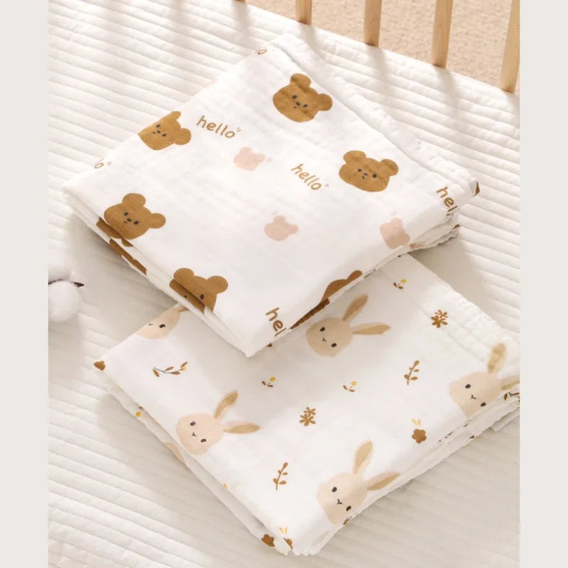 4 Layer Cotton Newborn Baby Bath Towel Swaddle Blanket Babies Bedding Gauze Blankets Stroller Cover Children's Shower Towel