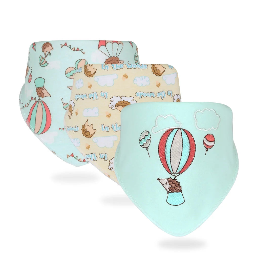 3pcs/set High Quality Baby Bibs Double Layers Cotton Infant Saliva Towel Toddler Boys Girls Cute Baby Bibs Bandanna Burp Cloth