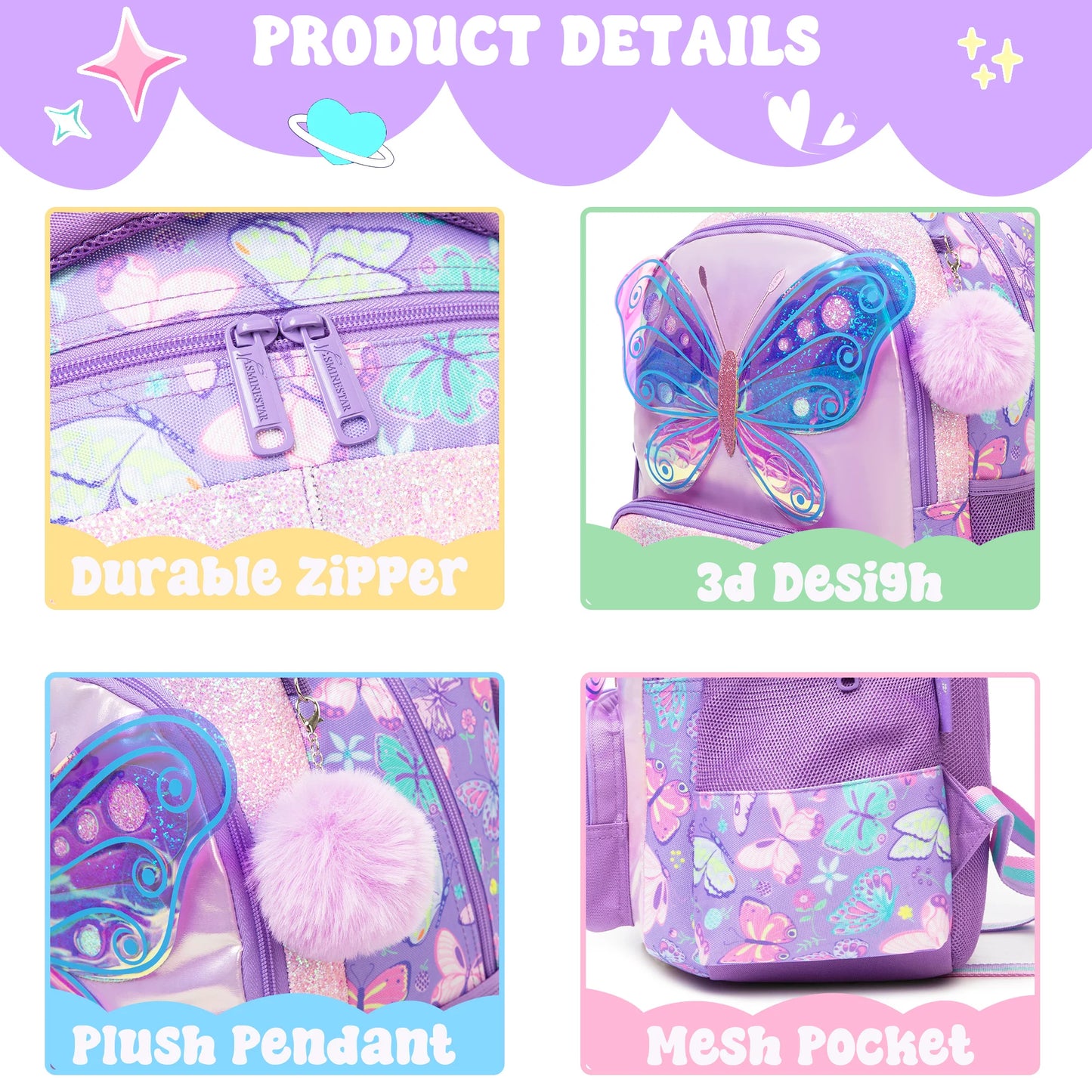 Backpacks for Girls Backpacks for Elementary Preschool Students Kids School Backpack with Lunch Bag Gift Package