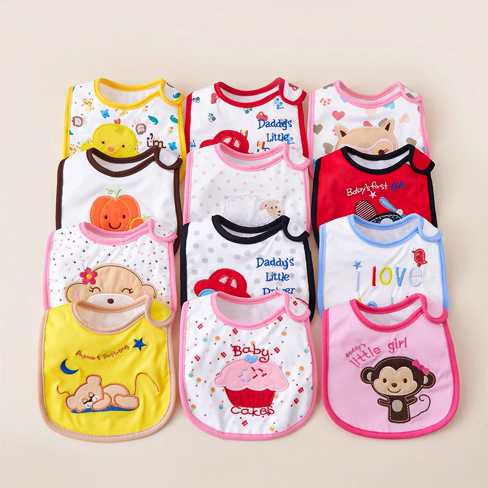 Random 5Pcs Soft Baby Adjustable Bibs Infant Bib Newborn Burp Cloths Bandana Scarf for Kids Boy Girls Feeding Saliva Towel