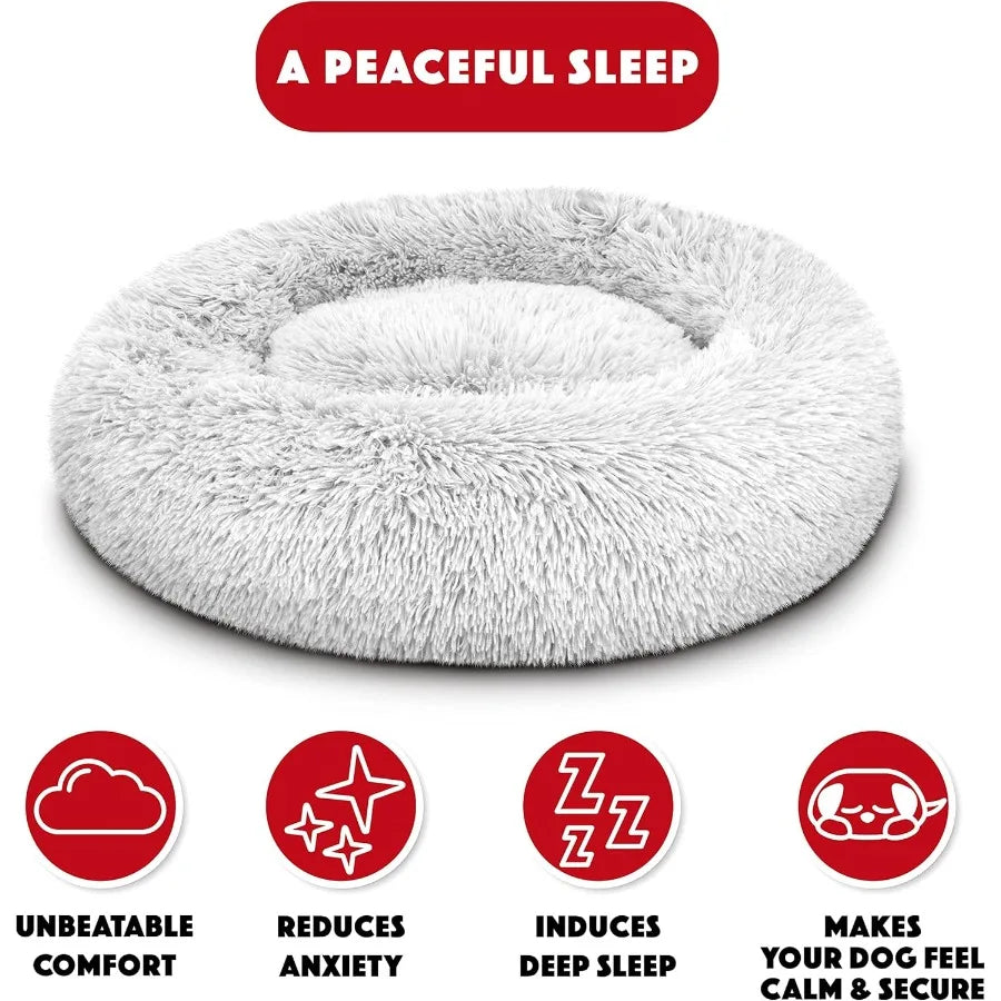 Small Ice White Fur Calming Nest Bed for Dogs Ideal for Small Breeds Perfect for Cozy Rest at Home or Travel Soft and Warm Desi
