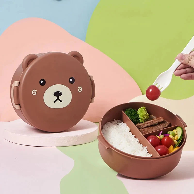 Cartoon Bento Lunch Box for Kids, Leakproof Lunch Fruit Container for Girls, Boys, Toddlers with 2-3 Compartments,Microwave Safe