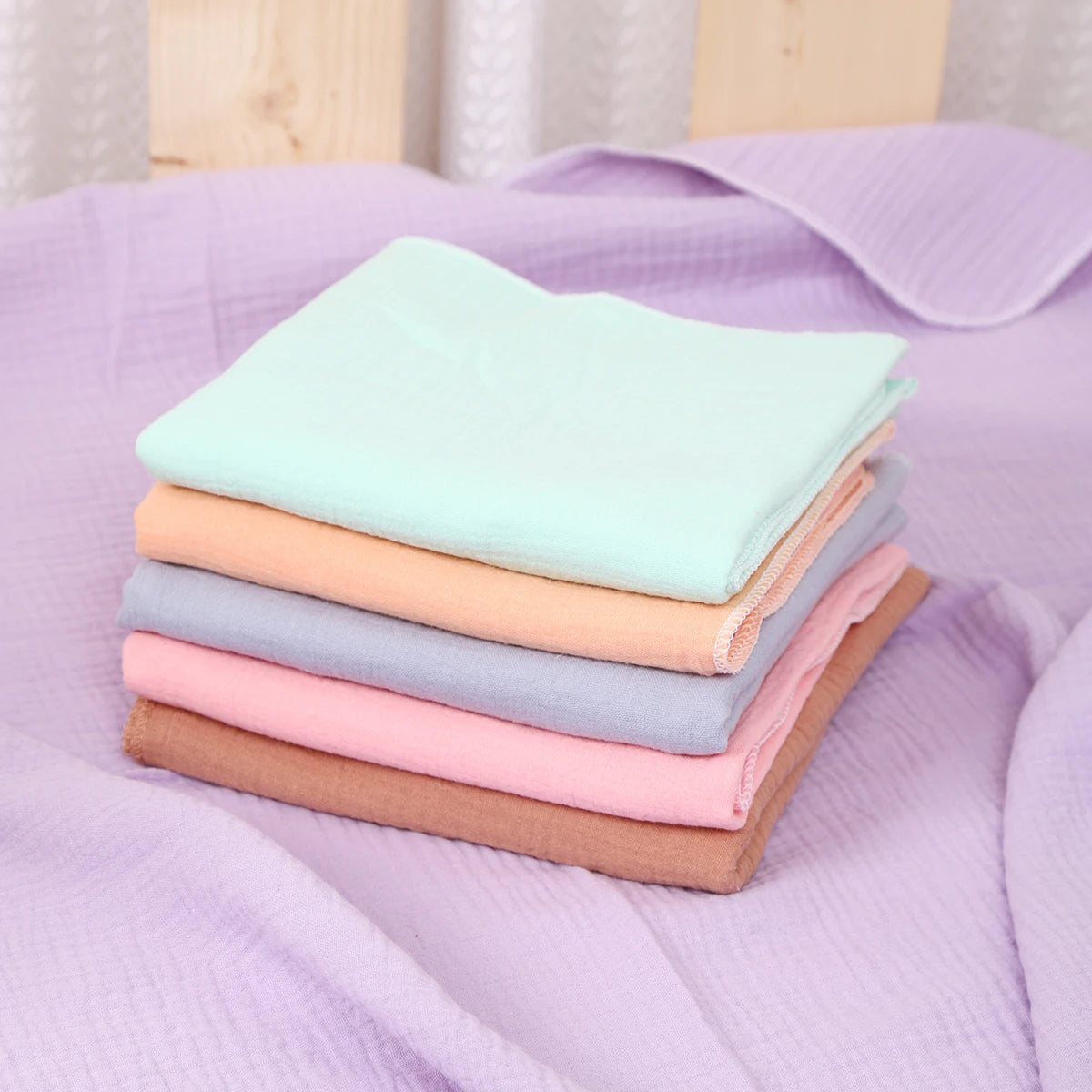 Baby Cotton Swaddle Blanket Muslin Bath Towel Newborn Crinkle Fabric Stroller Cover Wrap Gauze Toddler Sleep Blanket