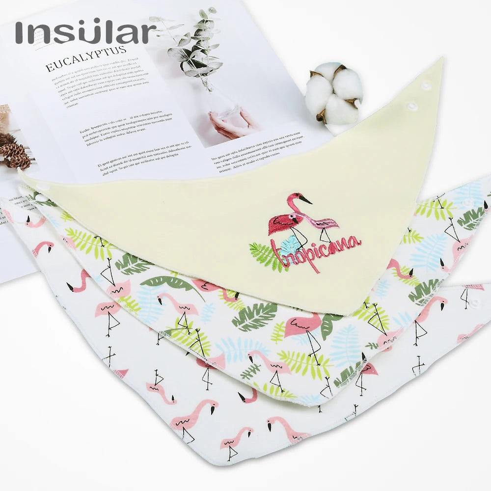 3pcs/set High Quality Baby Bibs Double Layers Cotton Infant Saliva Towel Toddler Boys Girls Cute Baby Bibs Bandanna Burp Cloth