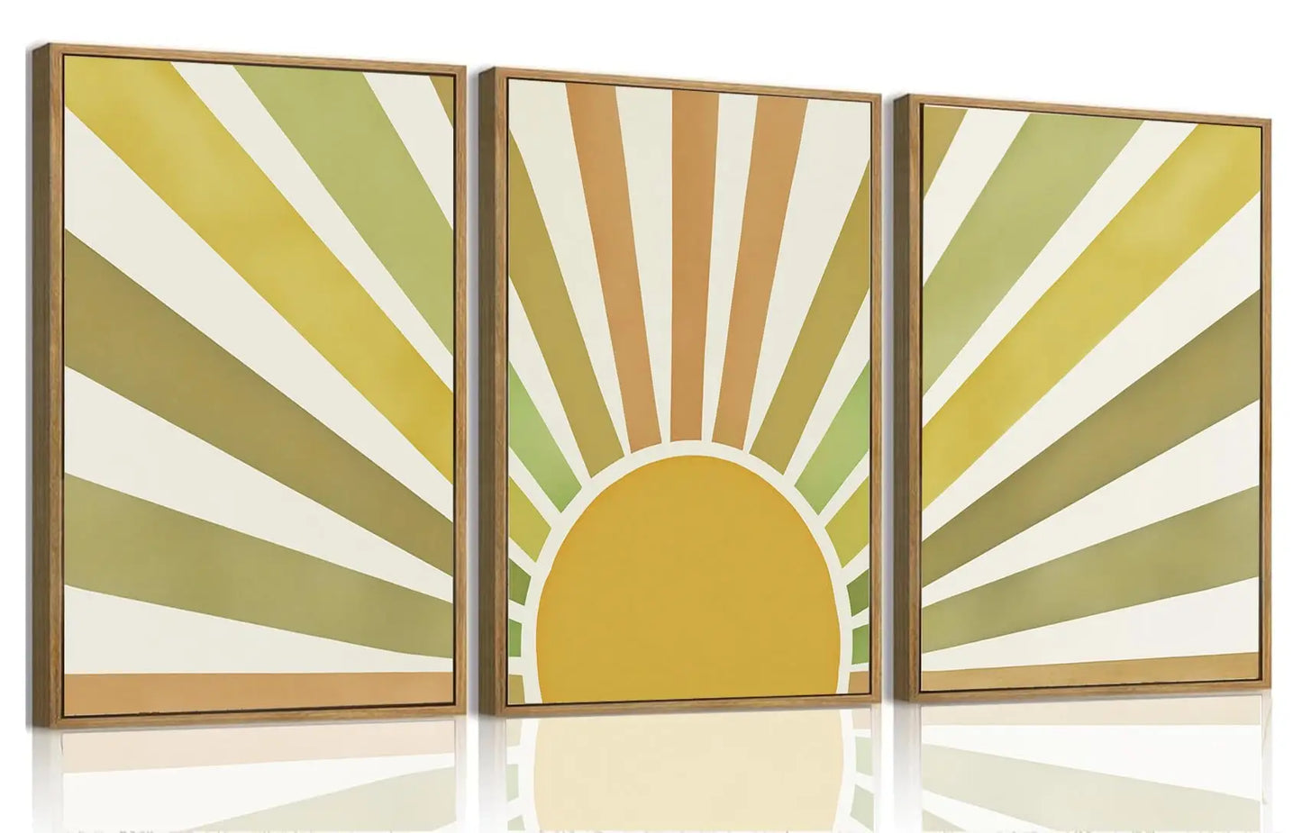 Framed Boho Canvas Wall Art Mid Century Modern Prints Set of 3 Neutral Geometric Line Leaf Paintings Decor Minimalist Abstract Pictures Bedroom Living Room Bathroom
