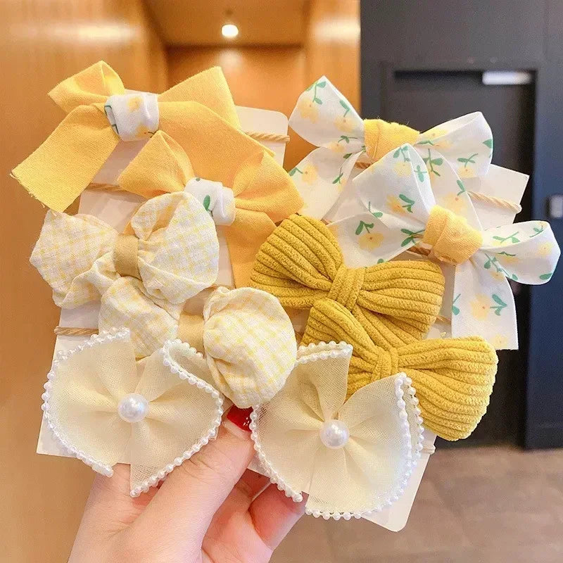 10 Pcs/Set New Baby Girl Cute Colors Flower Hair Bands Ponytail Holder Chilren Soft Scrunchies Rubber Kids Hair Accessories