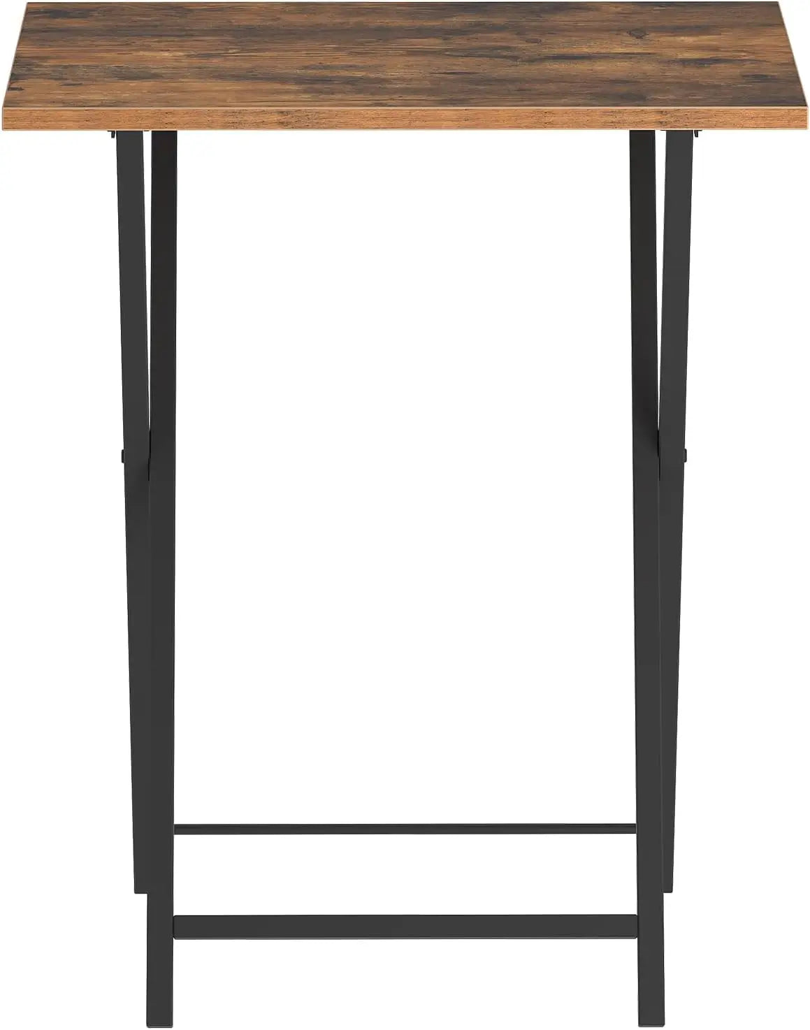 Folding TV Tray Table Set of 2 Compact Side Tables for Small Spaces Industrial Snack Table for Couch Eating Stable Metal Frame