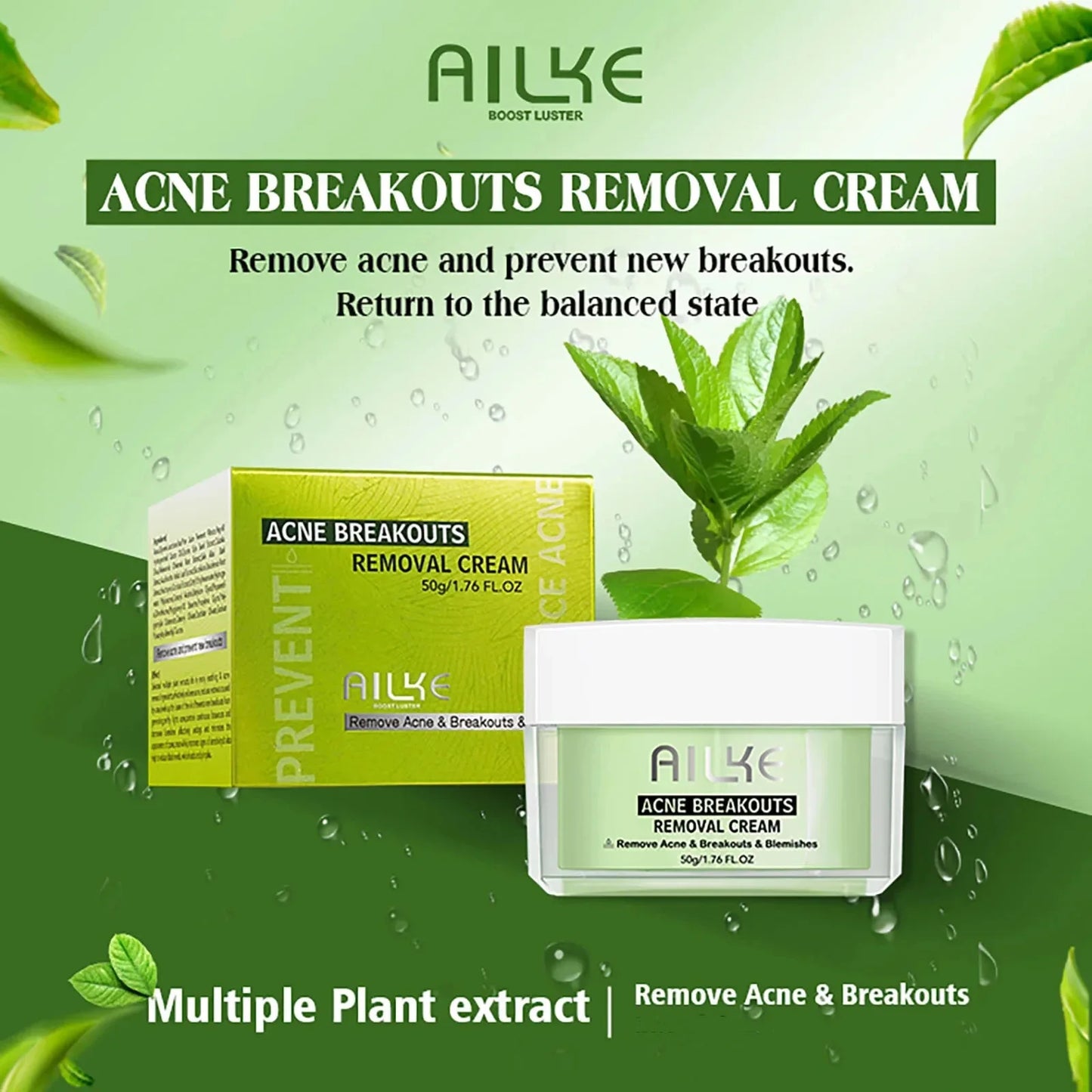 AILKE Organic Anti-Acne Cleansing Face Care Set, Smooth Skin, Remove Stains, Spots, Prevent Breakout, for All Skin Types