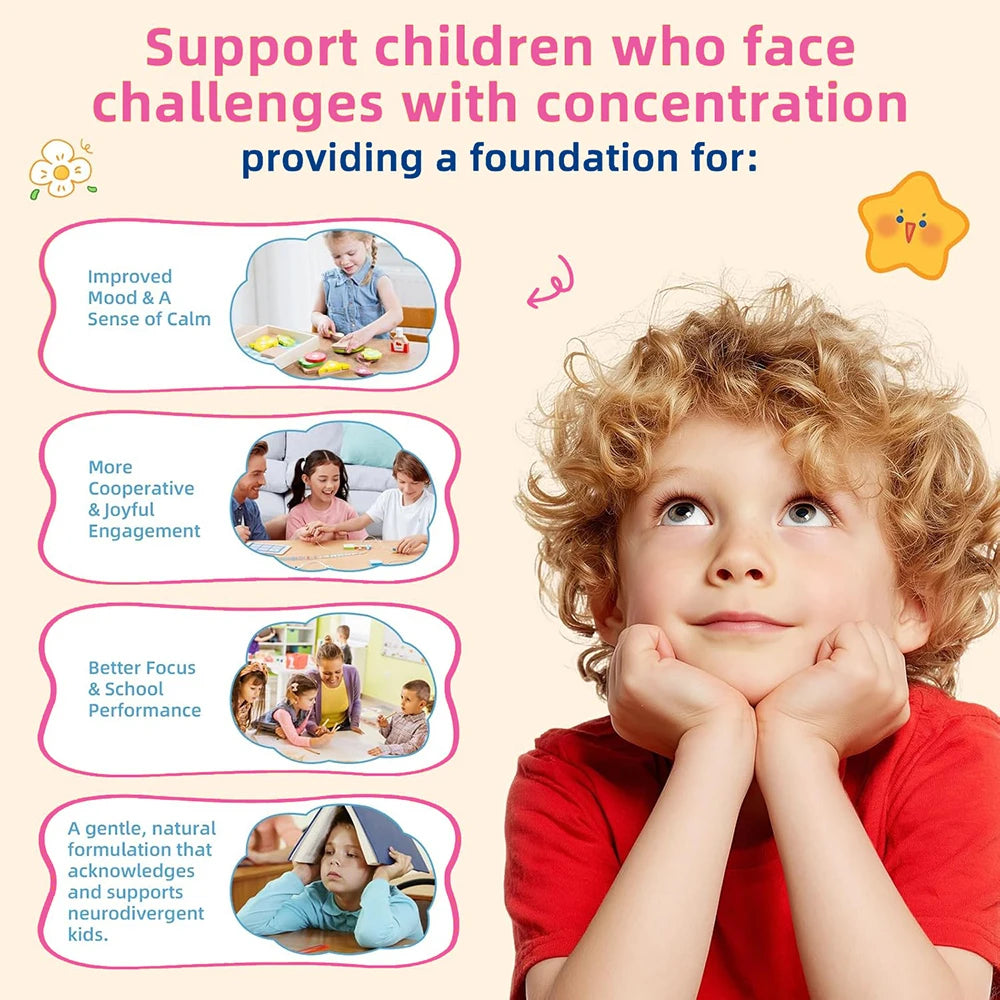 Saffron Gummies for Kids, with Passion Flower, Saffron Extract & GABA, Calm Mood Support Supplement for Focus & Relaxation, Mood