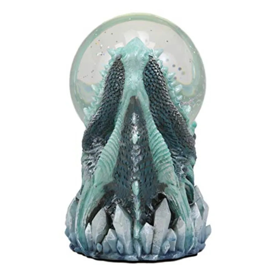 Blue ICY Frost Giant Leviathan Dragon LED Night Light Glitter Sparkle Water Globe Storm Ball Figurine with Sound Activated Sens