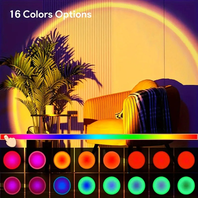 Sunset Light Projection LED Light with Remote Control, 16 Colors Night Light, RGB Lighted Sunrise Lights Room Decoration Photogr