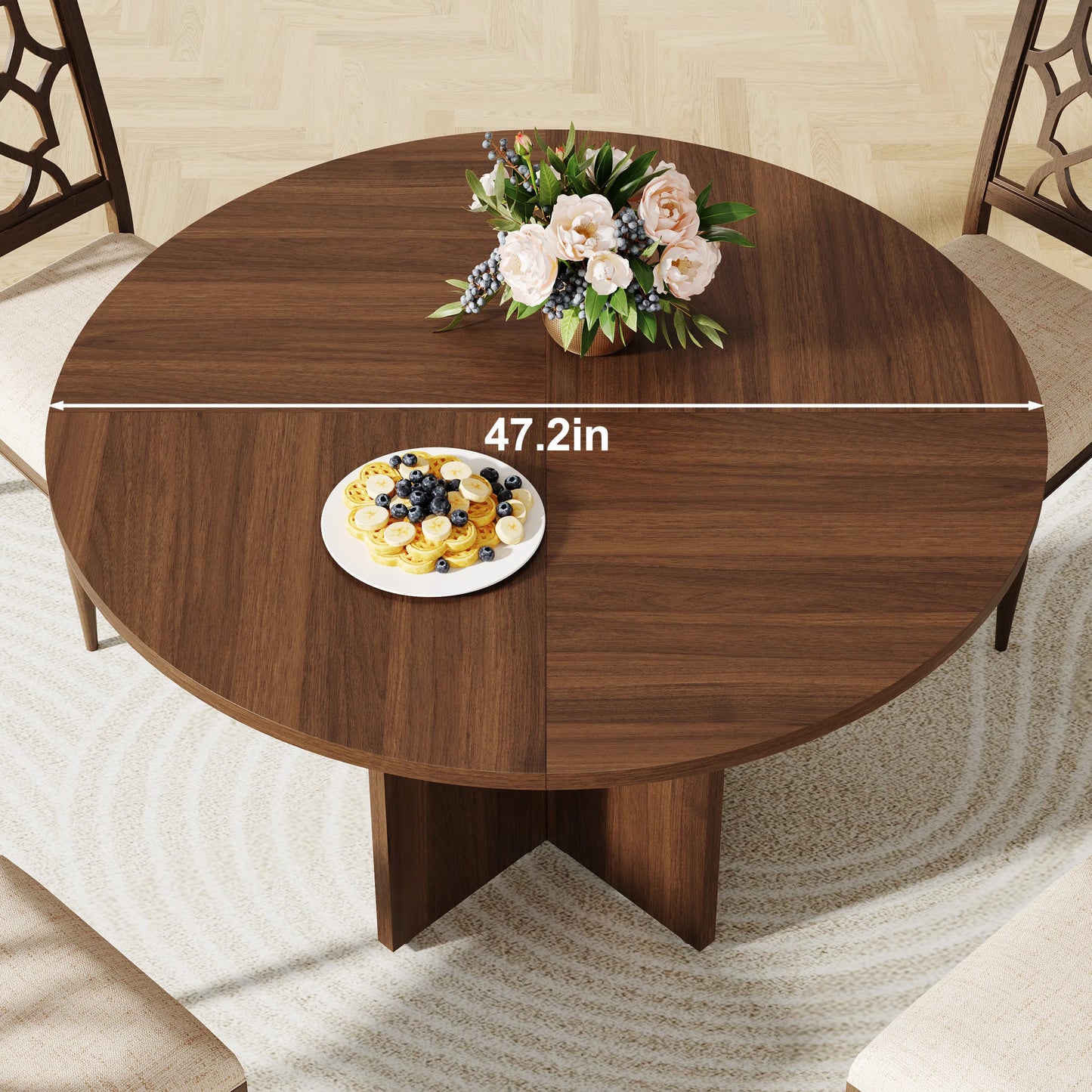120CM Wooden Dining Table Nordic Study Lounge Garden Designer Dining Table Writing Service Mesas De Jantar Kitchen Furniture for 4-6 People Brown