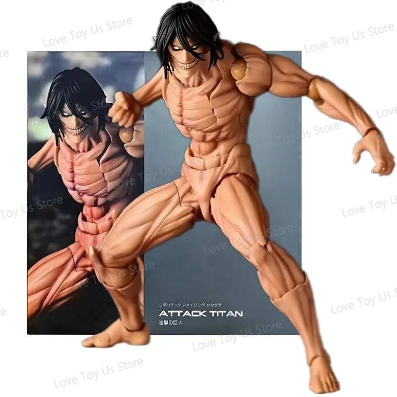 New Hot Kaiyodo Revoltech Amazing Yamaguchi Attack On Titan Eren Jaeger Anime Action Figures Ko Model Collection Gifts
