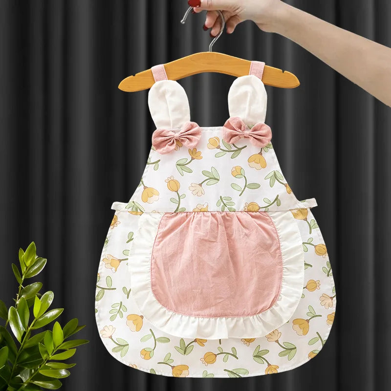 Baby Girl Smock Children Princess Skirt Girl Apron Waterproof Protective  Summer Foreign Style Baby Anti-dirty Bib Rice Pocket