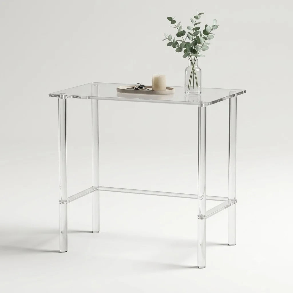 Clear Acrylic Console Table, 23.6in Tall Narrow Rectangular Side Table for Entryway, Slim Modern End Table for Living Room Sofa Hallway Bedroom Small Spaces Apartment