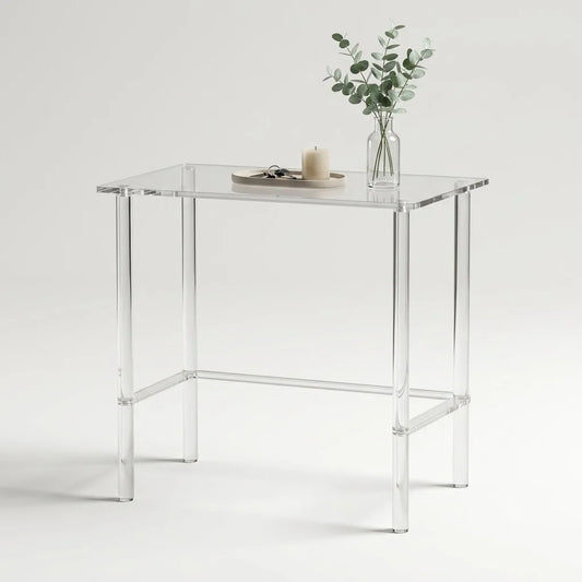 Clear Acrylic Console Table, 23.6in Tall Narrow Rectangular Side Table for Entryway, Slim Modern End Table for Living Room Sofa Hallway Bedroom Small Spaces Apartment