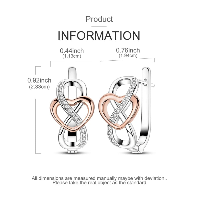 MULA 925 Sterling Silver Hoop Earrings Eternal Infinite Love French Earrings For Women Girls Wedding Party Fashion Jewelry Gifts