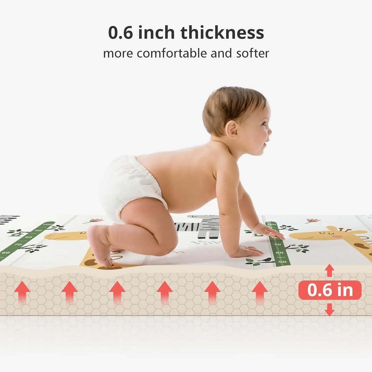 Baby Play Mat for 59''x 59''Playpen,Reversible,0.8 in Thick Waterproof Playmat,Anti-Slip Floor Playing Mats