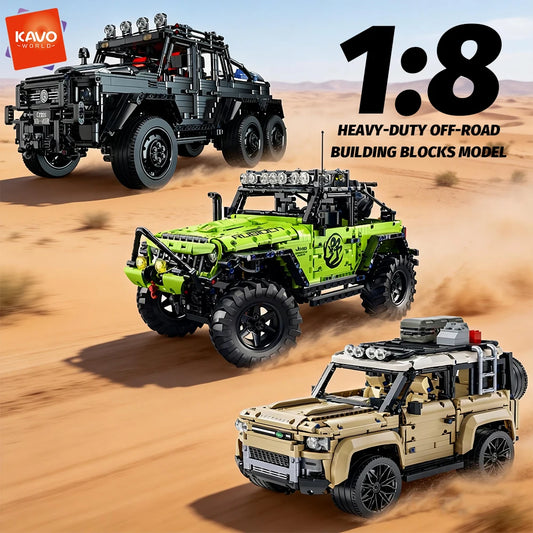 KAVOWORLD 3 Colors DIY Outdoor Off-Road Racing Truck Blacks Kits 1:8 Building Technical Pickup Car Bricks Toys For Family Party