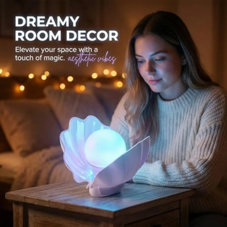 Shell Bedside Table Lamp with Wireless Charger - Stepless Dimmable Nightstand Light for Bedroom and Dorm - Aesthetic Shell Mood