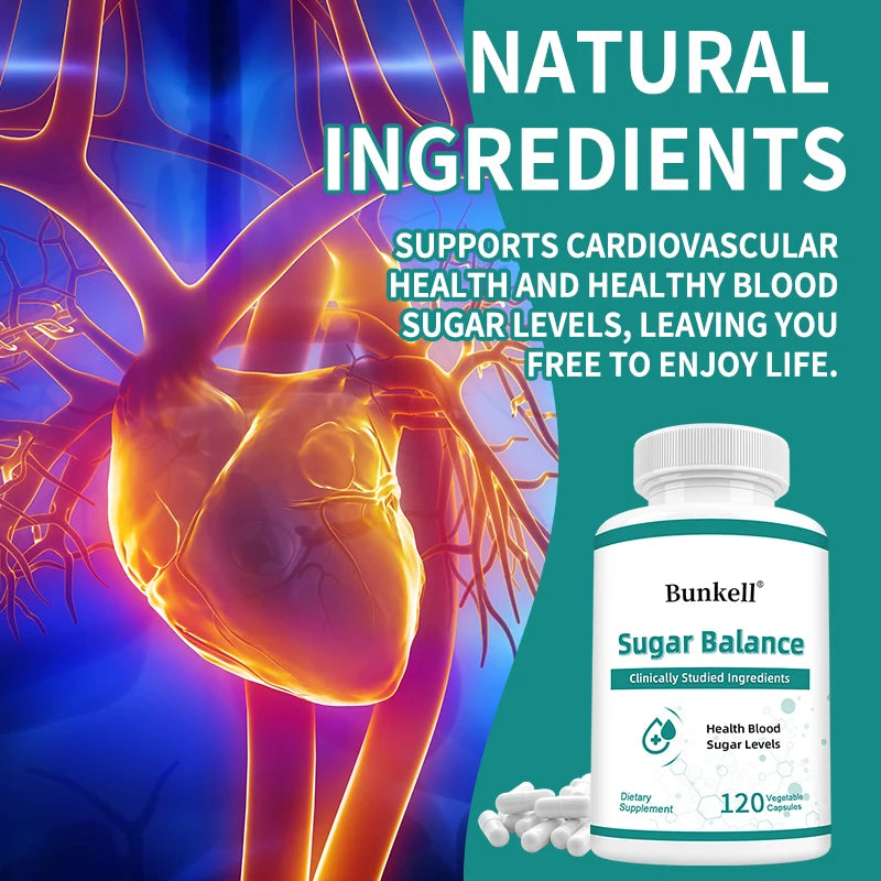 Sugar Balance Supplement - Supports Cardiovascular and Heart Health, Non-GMO, Gluten-Free, with Vitamin C, Berberine HCl