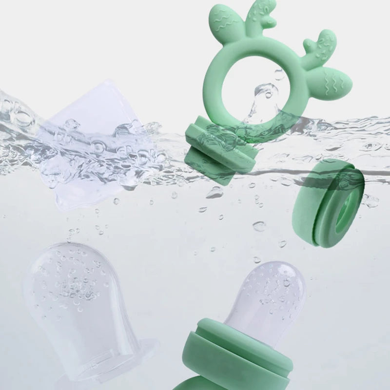 BPA Free Baby Fruit Food Feeder with Dust Cover Deer Silicone Teething Nibbler 3 Colors Toddler Vegetable Feeding Pacifier Teether Toy