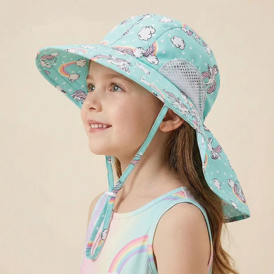Side Net Fabric Children's Sun Hat with Side Mesh, Sun Hat for Protection From The Sun, Sunshade Shawl Hat, Original Large Brim