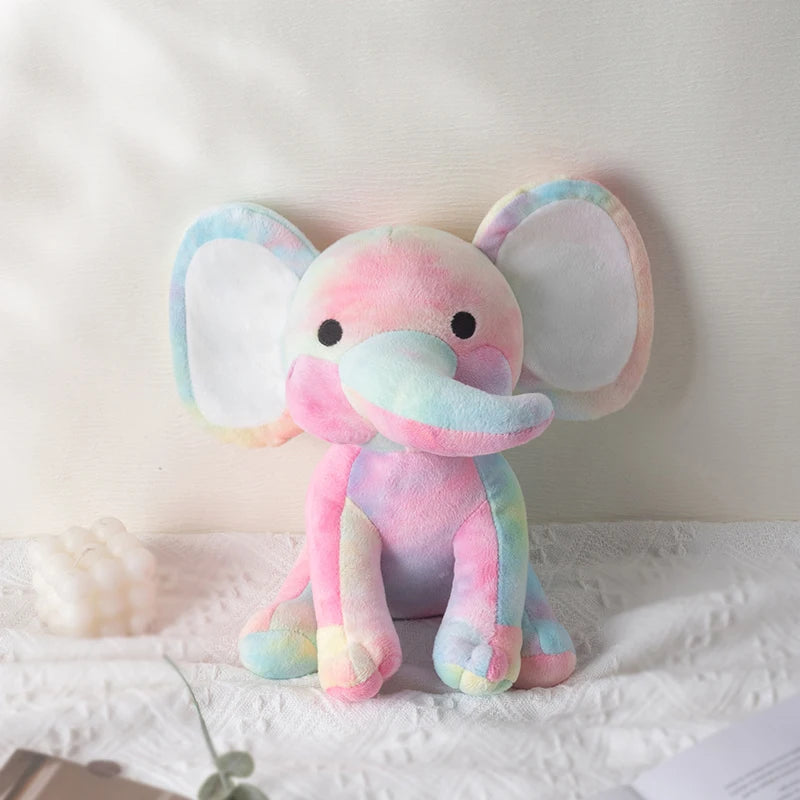 25cm/9.84in Soft Elephant Plush Stuffed Animal - Cute Fluffy Colorful Plush Toy (Multiple Colors: Pink/Blue/Purple/Rainbow) - Id