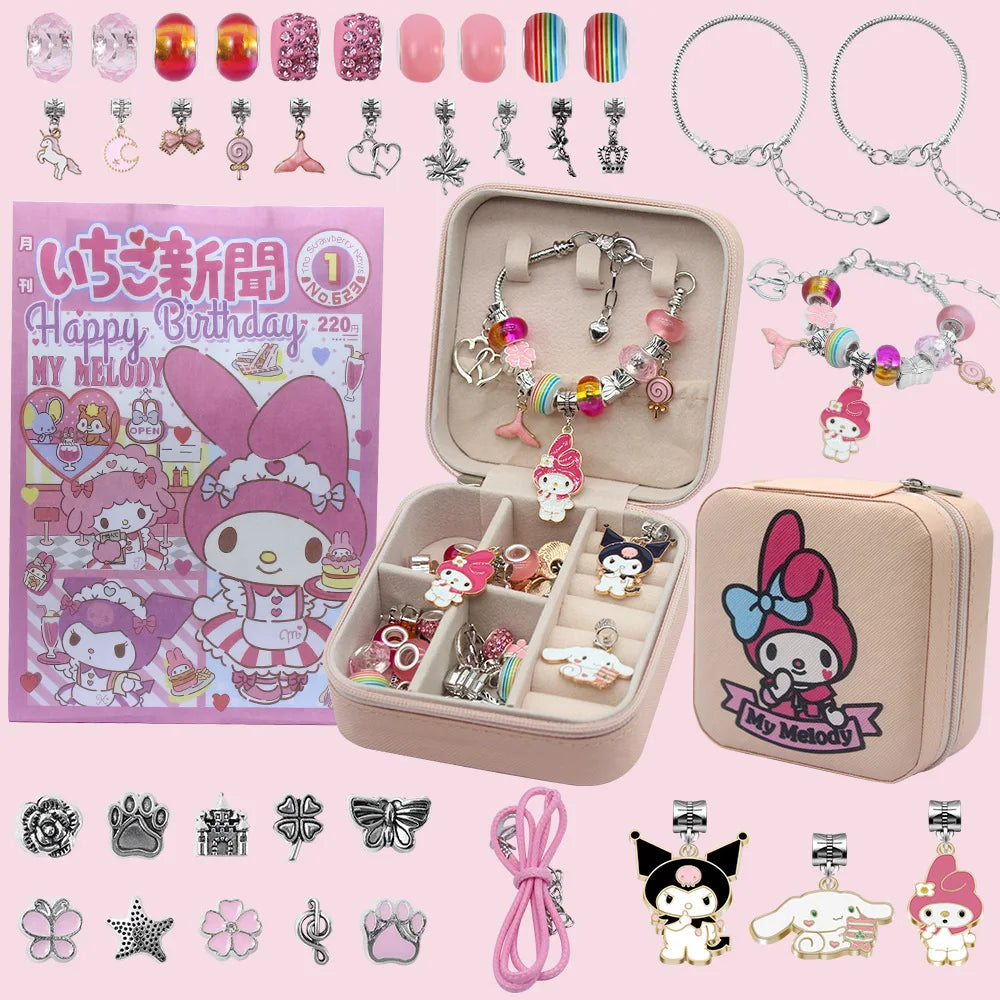 Fashion DIY Bracelet, Beaded Handmade with Cartoon Metal Pendant, Little Girls' Birthday Gift, Kids' Jewelry, Exclusive Discount