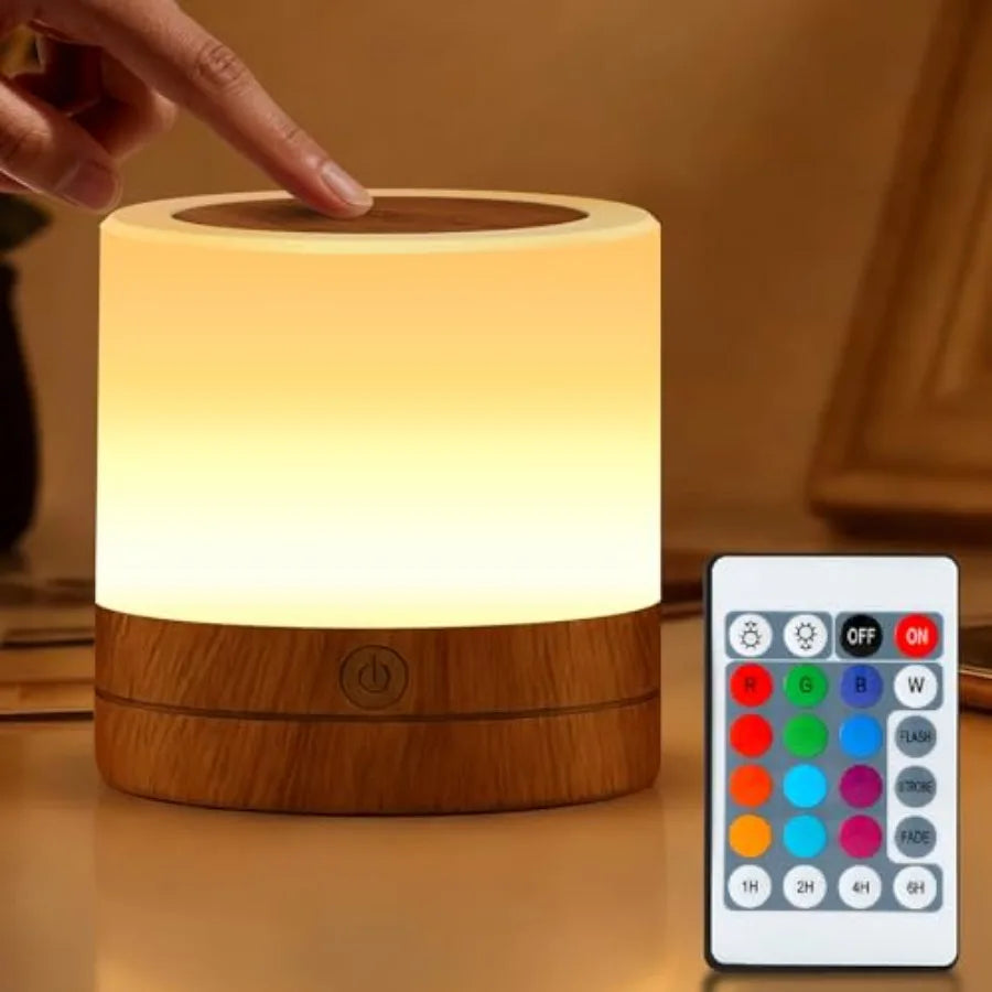 Portable Night Light for,USB Rechargeable Small Desk Lamp, 13 RGB Colors and 4 Brightness and 1 Remote, Touch Bedside Table Lam