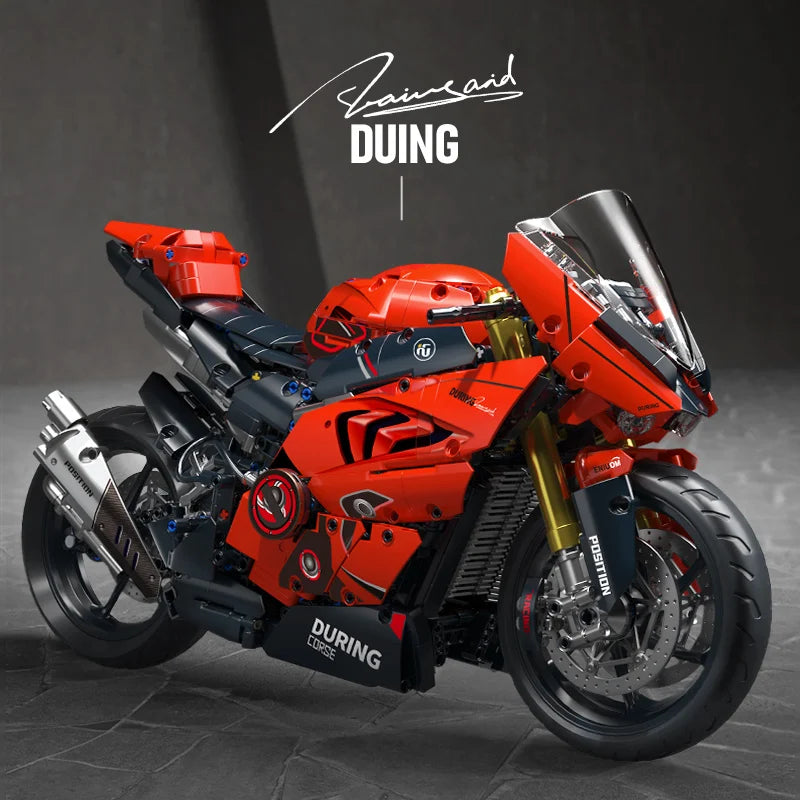 1:5 Red Sport Motorcycle Building Blocks Set 2024pcs Technic Racing Super Motorbike Model Kids DIY Toys Gifts For Boys