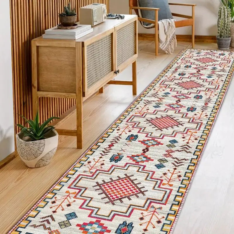 Bohemian Corridor Carpet Geometric Pattern Crystal Velvet Floor Mat Entrance Kitchen Staircase Long Rug Home Decoration