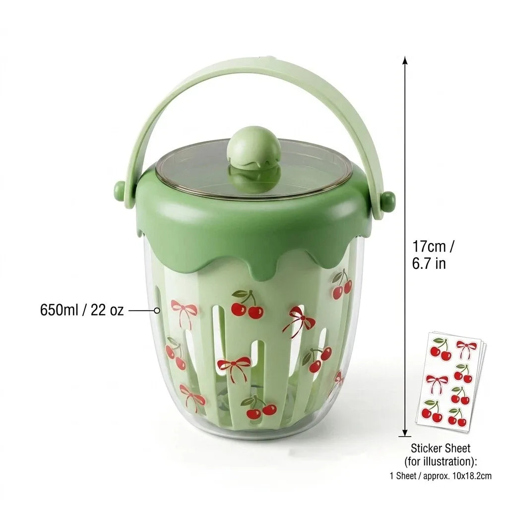 Clear Plastic Salad Container with Lid Fork Double Layer Fruit Drain Cup Yogurt Cereal Snack Bento Lunch Box for Kids School
