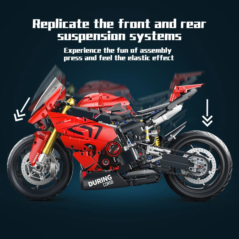 1:5 Red Sport Motorcycle Building Blocks Set 2024pcs Technic Racing Super Motorbike Model Kids DIY Toys Gifts For Boys