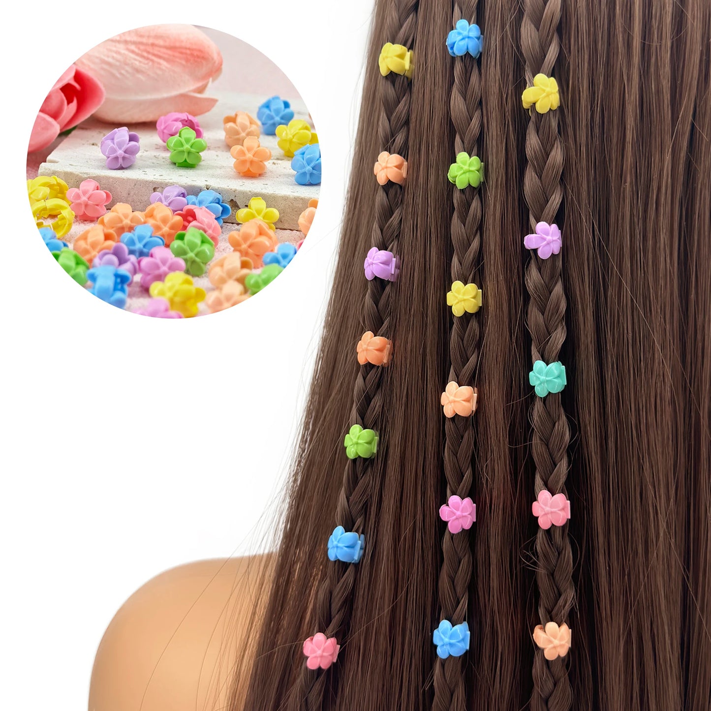 60pcs Hair Braids Beads Headwear Cute Candy Colors Plastic summer  Hair Claw Clips  Hair Accessories Loc Hair Jewelry for Braids hair accessories