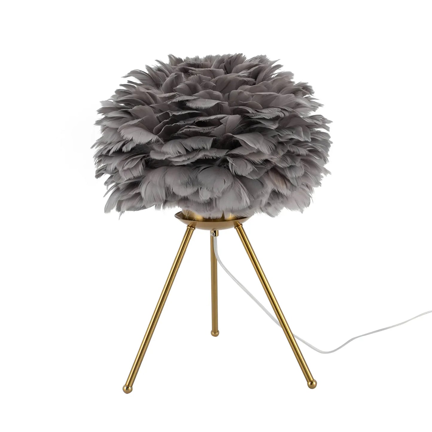 Grey Feather Desk Lamp, Tripod Lamp Suitable for Studies, Living Rooms, Dining Rooms, Cafes, Studios, Clubs