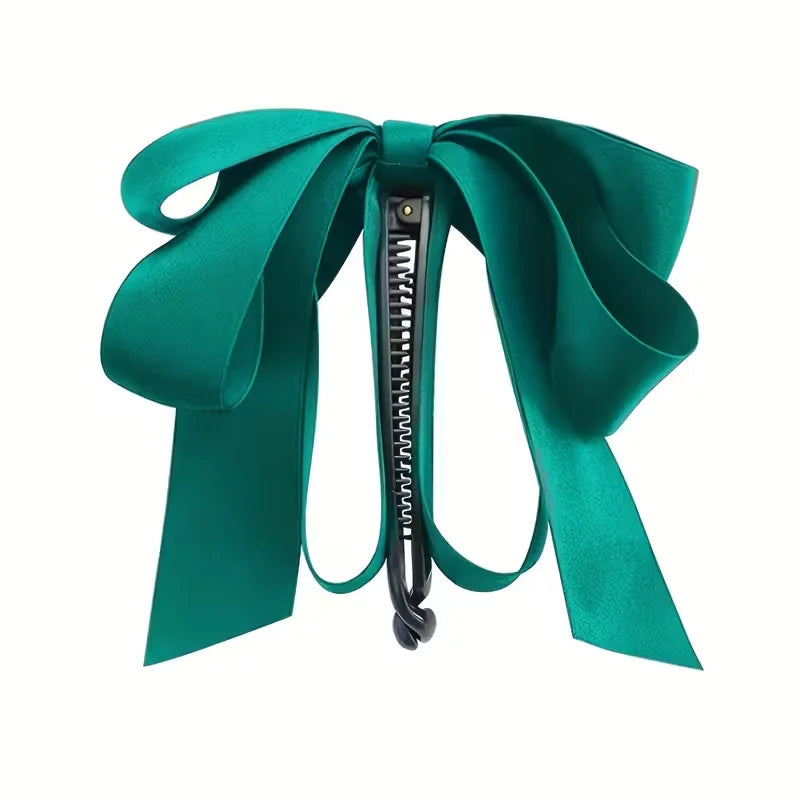 High end satin bow tassel hair clip Y2K style hairstyle decoration ponytail accessory for women Valentine's Day gift