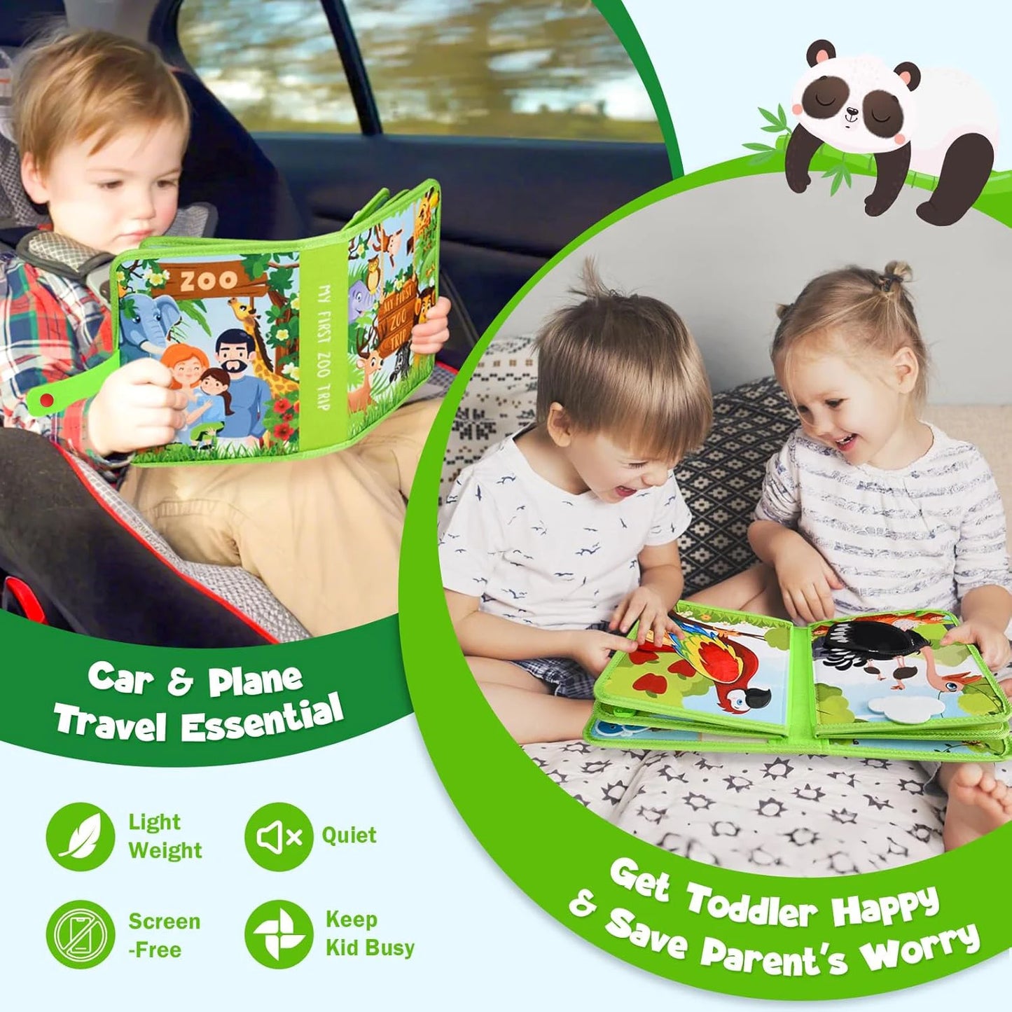 Children's baby Early Education Intelligence Learning baby Toys Felt Learning Board, Busy Board, Busy Book, Cloth Book, Including Life Skills, Alphabet, Numbers, Shapes Colors, Animals, Weather, Toddler Travel Toys, Birthday