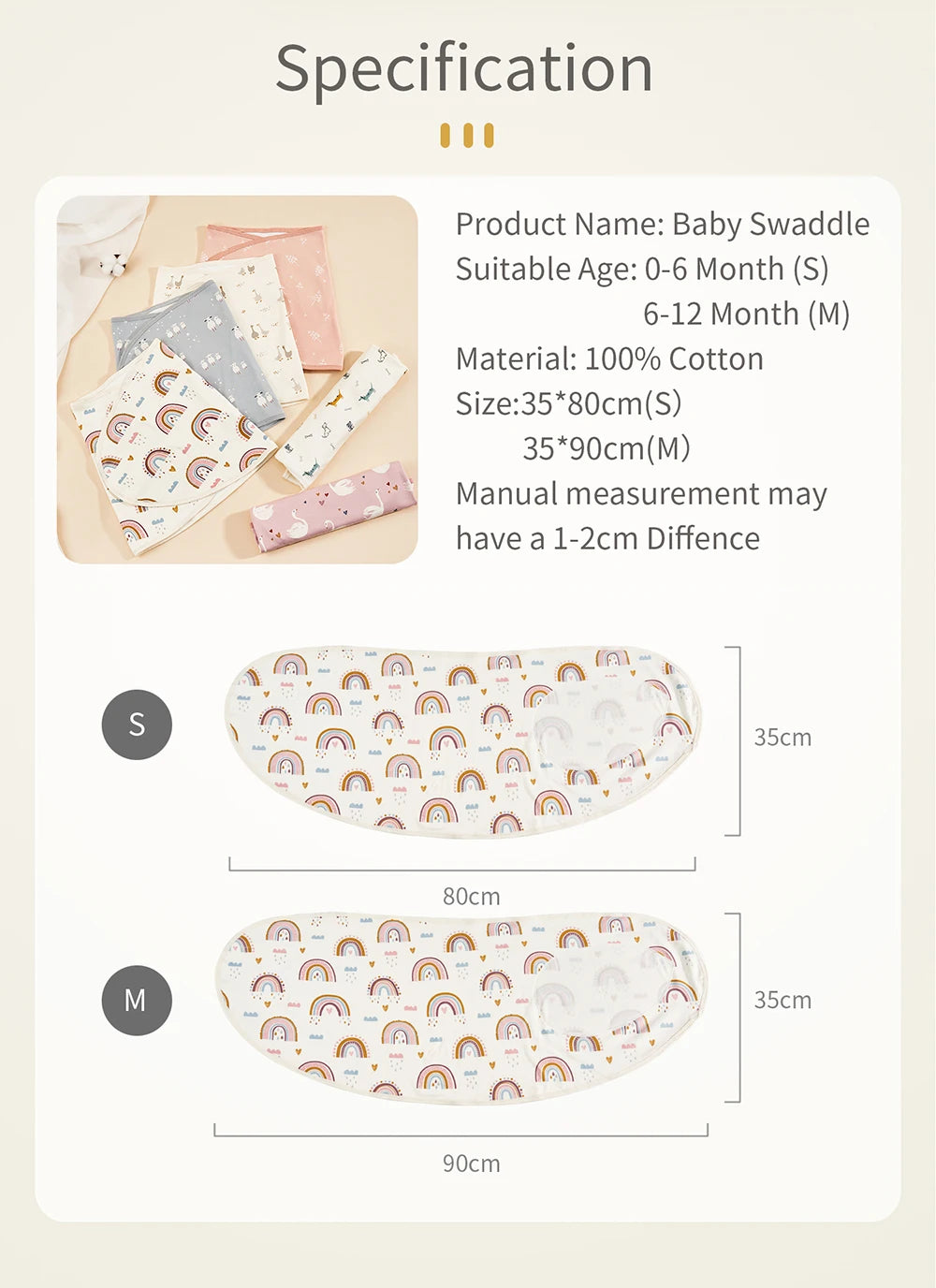 Bilayer Baby Newborn Baby Swaddle Tie Anti startle jump Summer Thin Cotton Soft Diaper Changing Bag