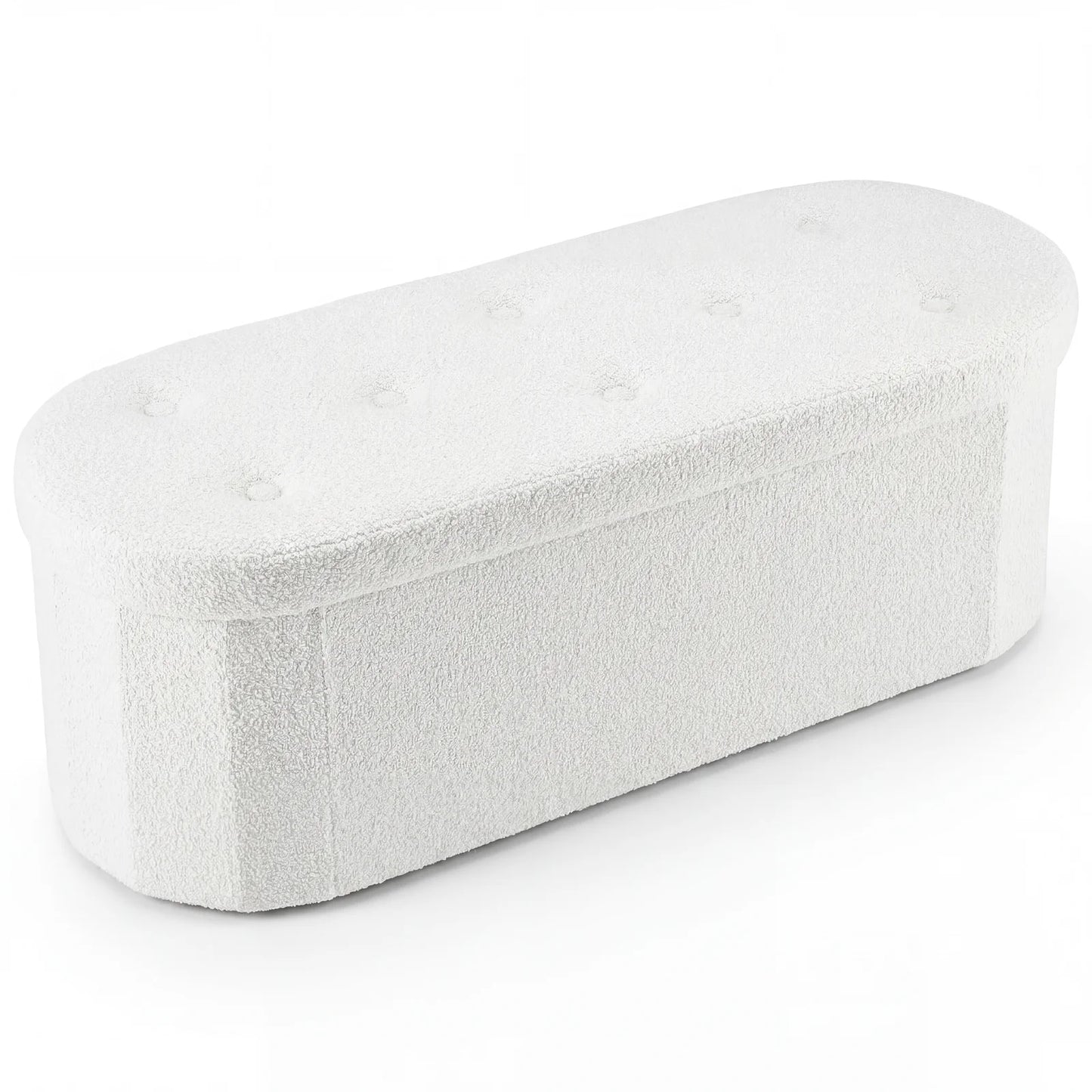 JHK 30/43IN Folding Storage Ottoman Bench with Storage Teddy Fabric Storage Chest for Bedroom End of Bed Foot Rest Bench Stool with Cushion for Home Entryway