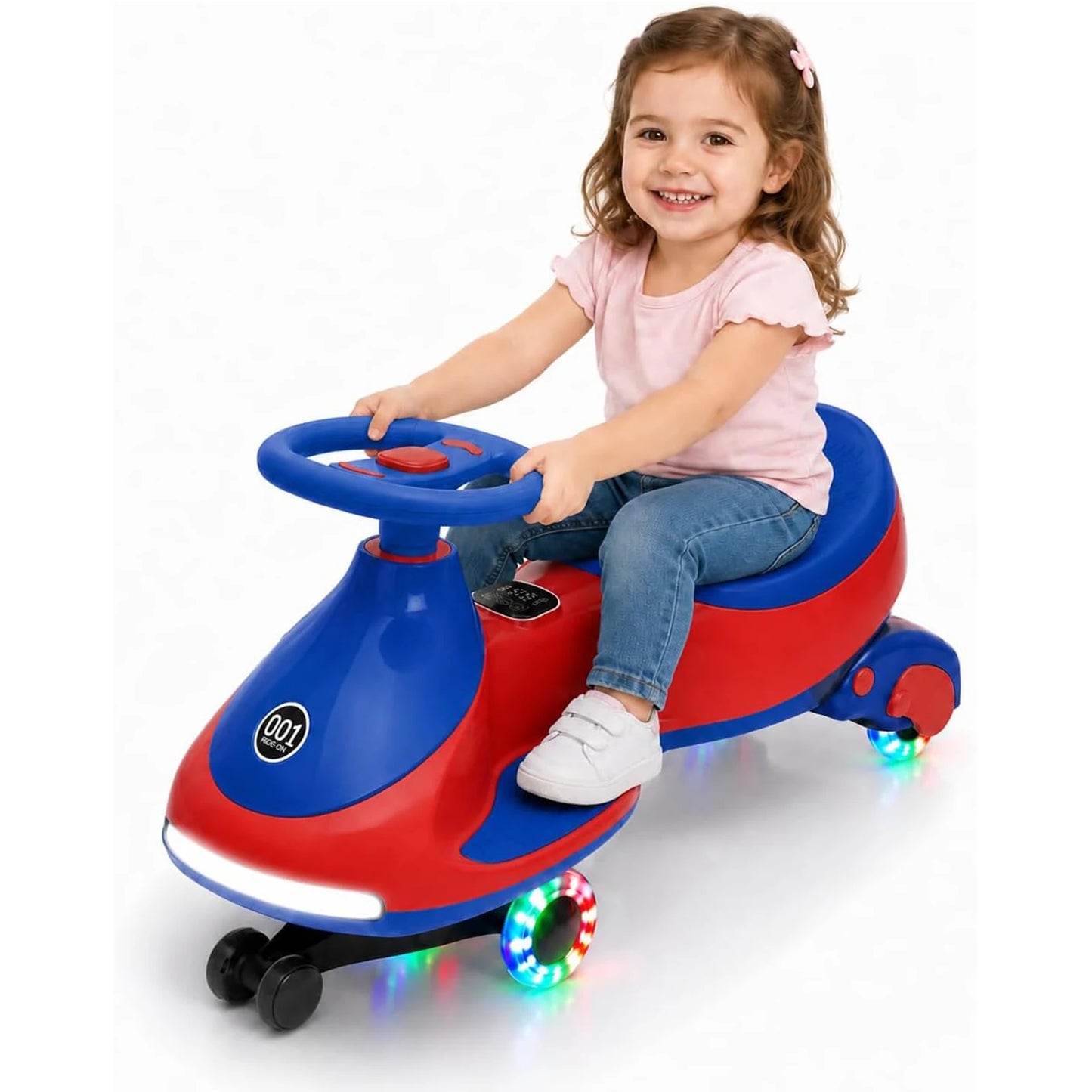 12V Electric Wiggle Car For Kids, 2 In 1 Ride On Swing Car With Pedal, Flashing Wheels Music, Anti-Rollover Toy For Toddlers