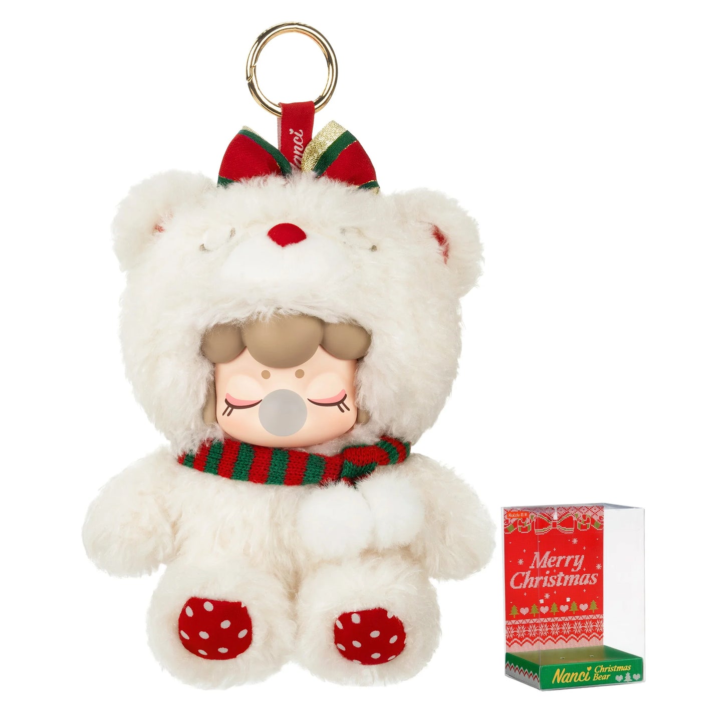 Rolife Nanci Christmas Bear Plush Pendant Collectible Plush Doll Toys Gift for Kids Friends Adults