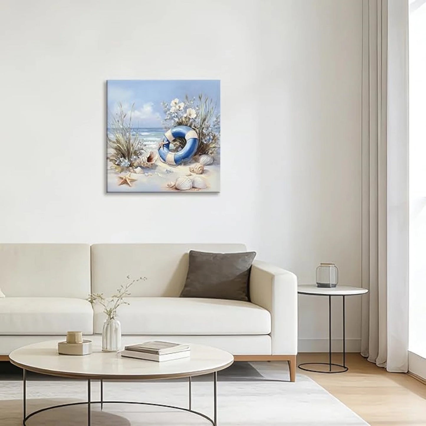 Coastal Decor Framed Print Nautical Sea Life Painting Modern Ocean Theme Artwork for Living Room Bedroom