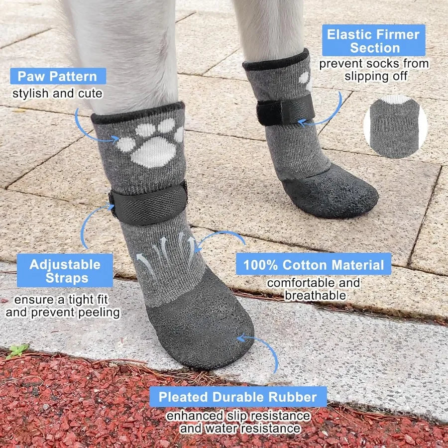 Anti Slip Dog Boots Paw Protectors for Hot Pavement to Prevent Licking Waterproof Dog Shoes for Small Medium Large Senior Dogs