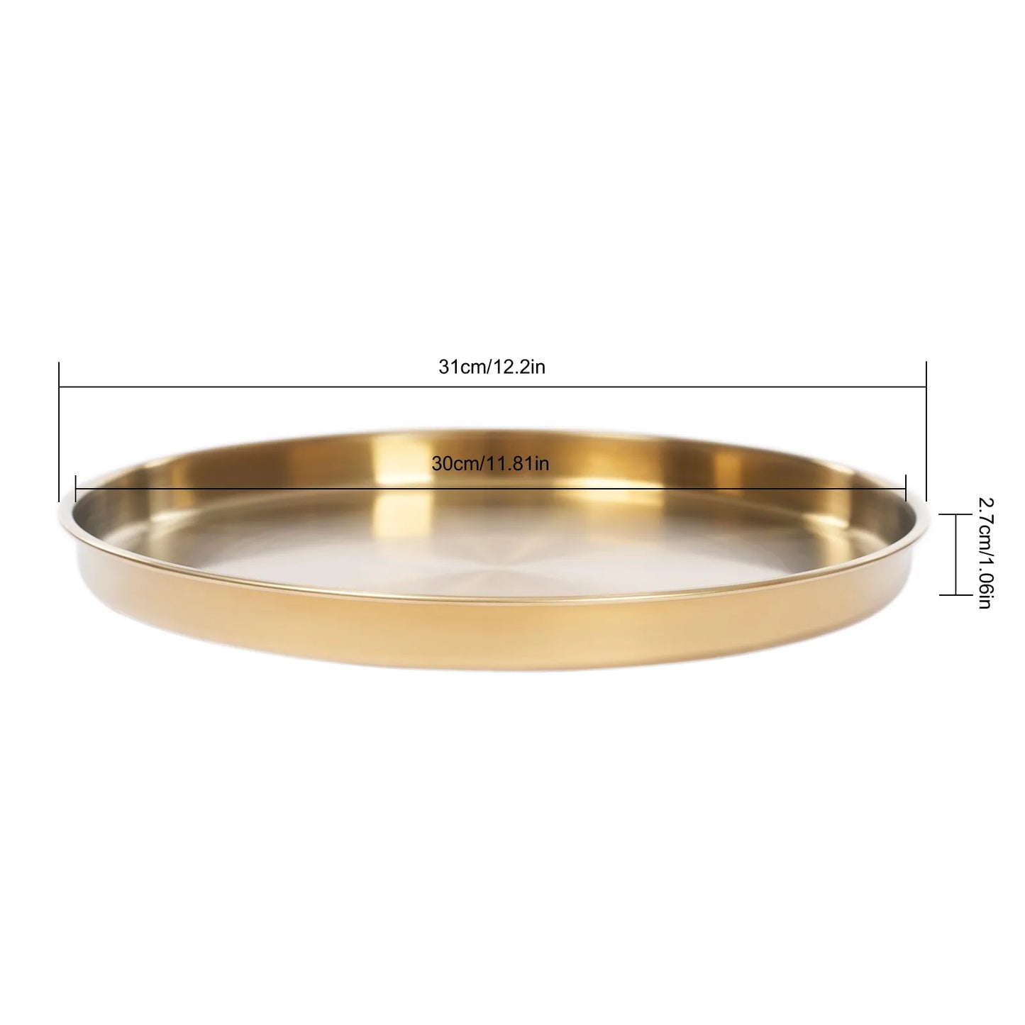 6Pcs Round Serving Trays, Stainless Steel Table Tray, Versatile Gold Decorative Tray Jewelry Display Tray Tea Service Tray NEW