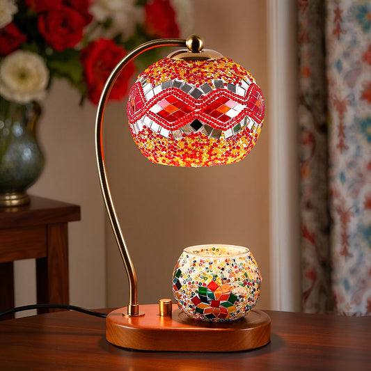 Bohemian style bedside lamp, 3 colors, hand-colored glass table lamp, retro, night light, decoration for living room and bedroom